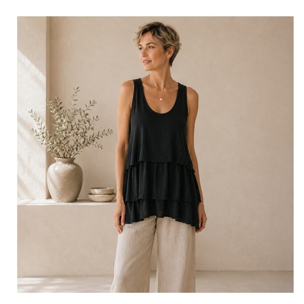 One Teaspoon Black Knit Layered Babydoll Tank Top XS